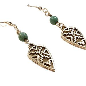 Turquoise Embellished Arrowhead Earrings